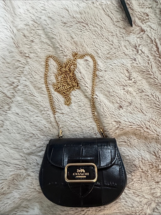 Coach Handbags - Coach Black Croc-Embossed Crossbody with Gold Chain